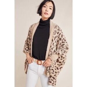 Anthropologie Akemi + Kin Louise Leopard Wrap Cardigan One Size Cozy Casual